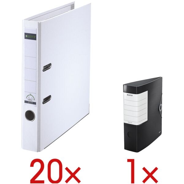 Leitz 20 Ordner »1015« inkl. 1 Ordner »Solid« weiß, 5.2x31.8x28.5 cm
