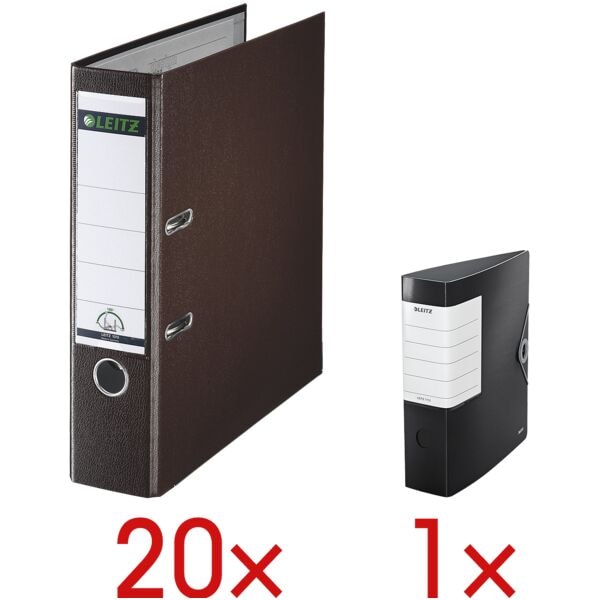 Leitz 20 Ordner »1010« inkl. 1 Ordner »Solid« braun, 8x31.8x28.5 cm