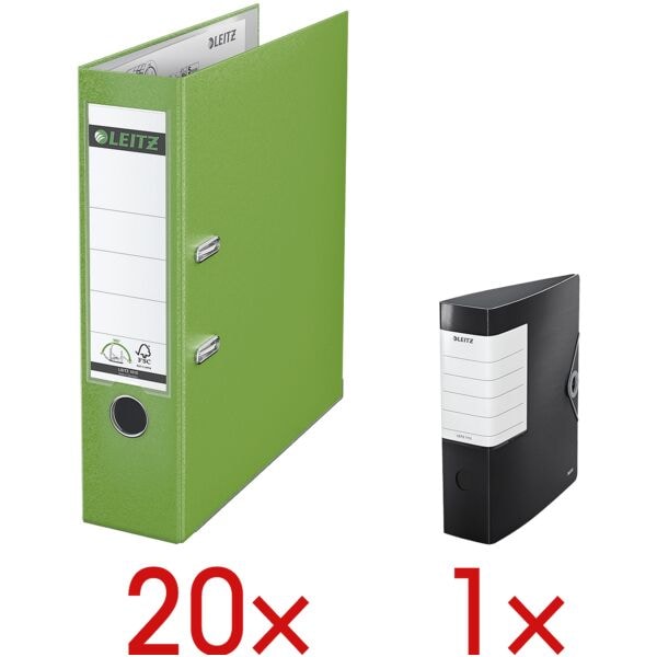 Leitz 20 Ordner »1010« inkl. 1 Ordner »Solid« hellgrün, 8x31.8x28.5 cm