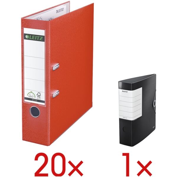 Leitz 20 Ordner »1010« inkl. 1 Ordner »Solid« hellrot, 8x31.8x28.5 cm