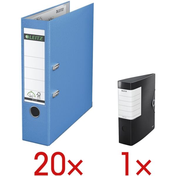 Leitz 20 Ordner »1010« inkl. 1 Ordner »Solid« hellblau, 8x31.8x28.5 cm