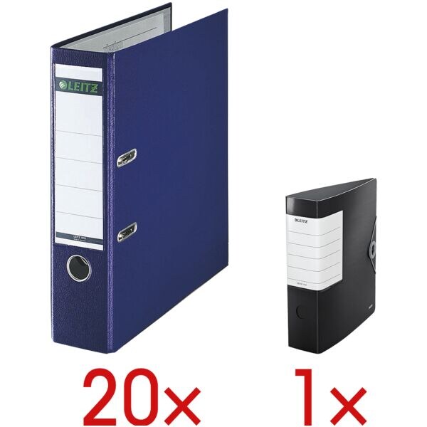Leitz 20 Ordner »1010« inkl. 1 Ordner »Solid« nachtblau, 8x31.8x28.5 cm