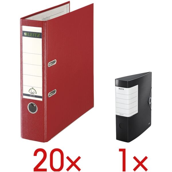 Leitz 20 Ordner »1010« inkl. 1 Ordner »Solid« rot, 8x31.8x28.5 cm