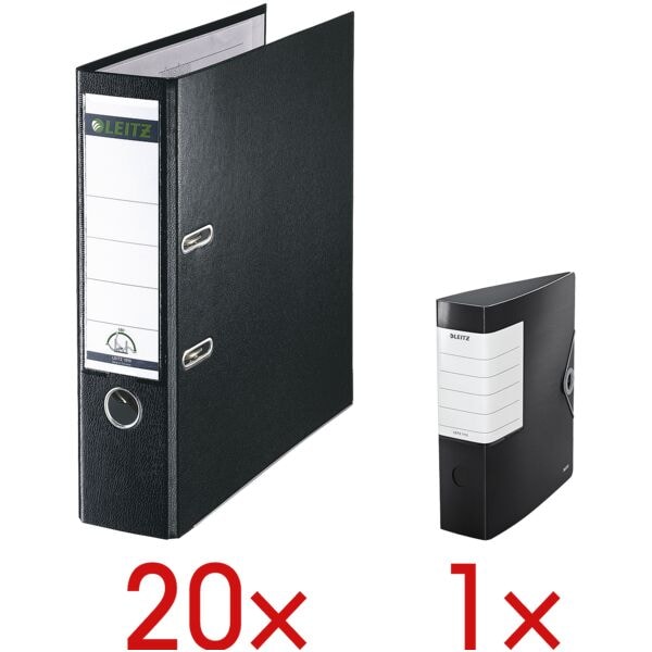 Leitz 20 Ordner »1010« inkl. 1 Ordner »Solid« schwarz, 8x31.8x28.5 cm