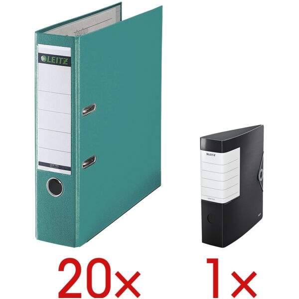 Leitz 20 Ordner »1010« inkl. 1 Ordner »Solid« türkis, 8x31.8x28.5 cm