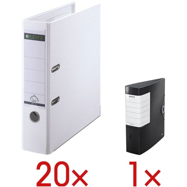Leitz 20 Ordner »1010« inkl. 1 Ordner »Solid« weiß, 8x31.8x28.5 cm