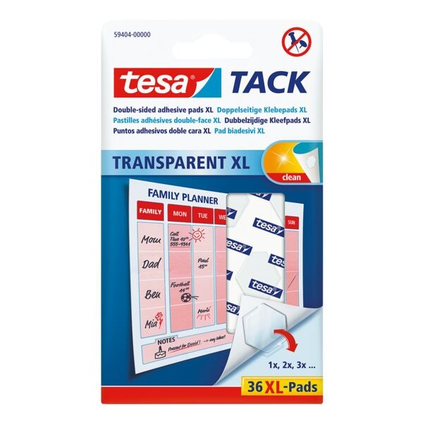 tesa Doppelseitige Klebepads »Tack« XL 59404 transparent