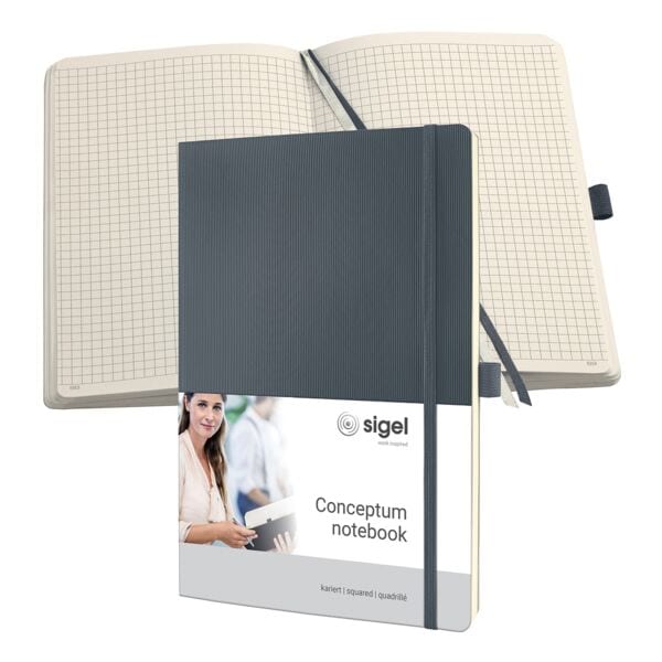 Sigel Notizbuch »Conceptum« A4 kariert - 194 Seiten grau