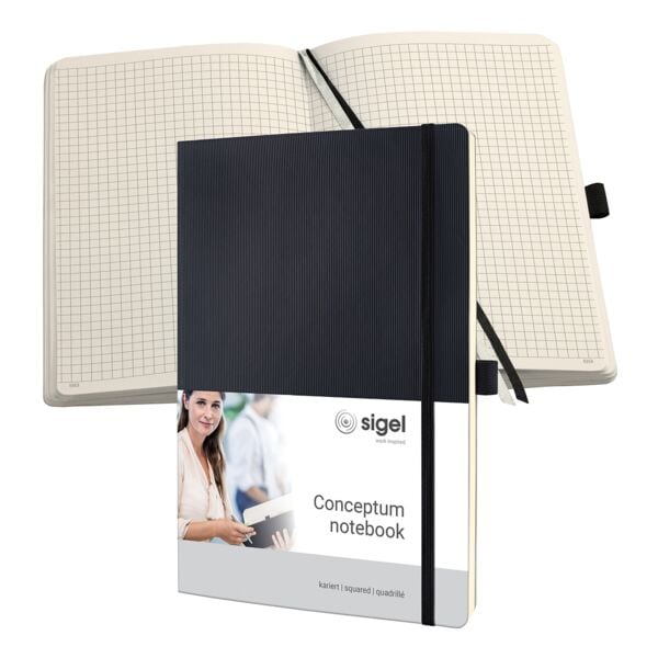Sigel Notizbuch »Conceptum« A4 kariert - 194 Seiten schwarz