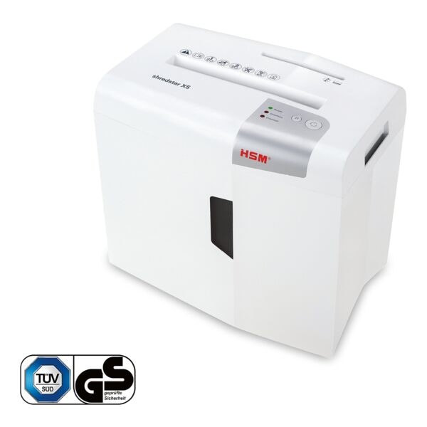 HSM Aktenvernichter »shredstar X5 4,5 x 30 mm« Partikelschnitt bis 5 Blatt weiß, 22x38.5x24.5 cm