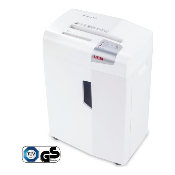 HSM Aktenvernichter »shredstar X13 4 x 37 mm« Partikelschnitt bis 13 Blatt weiß, 23x59.5x30 cm