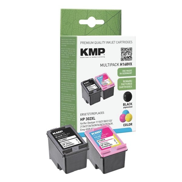KMP Tintenpatronen-Set ersetzt Hewlett Packard »F6U68AE« Nr. 302 XL schwarz cyan mag schwarz