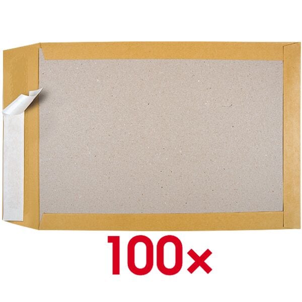 BONG Versandtaschen mit Papprückwand - 100 Stück braun, 35.3x25 cm