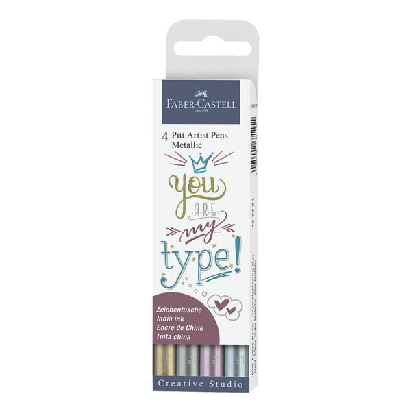 Faber-Castell 4er-Pack Zeichentusche für Handlettering »Pitt Artist Pen Metallic« gold