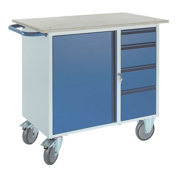 ROLLCART Werkstattwagen 4 Schübe blau, 111x96x60 cm