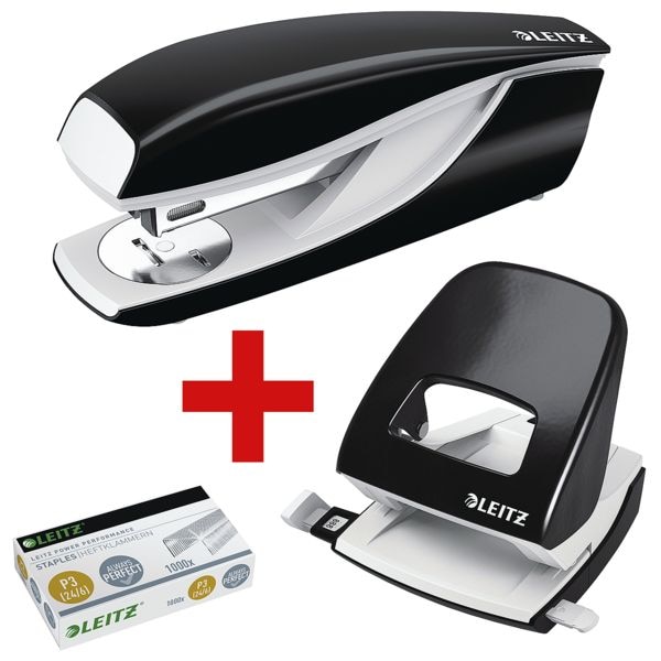Leitz Tacker / Heftgerät »5502 NeXXt« inkl. Locher »5008 NeXXt« und Heftklammern »24/6 schwarz, 4x5.8x14.5 cm