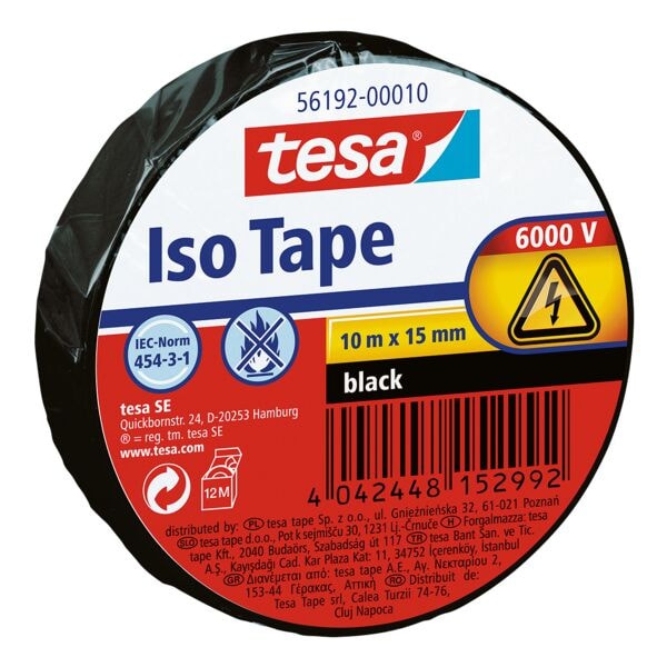 tesa Isolierband schwarz, 1.5 cm