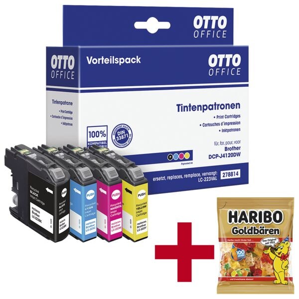 OTTO Office Tintenpatronen-Set ersetzt Brother »LC223 BK/C/M/Y« inkl. Fruchtgummi »Goldbären schwarz