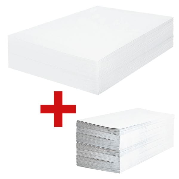 OTTO Office Premium 250 Versandtaschen C4 ohne Fenster inkl. Briefumschläge DL ohne Fenster mit Haft weiß, 22.9x32.4 cm