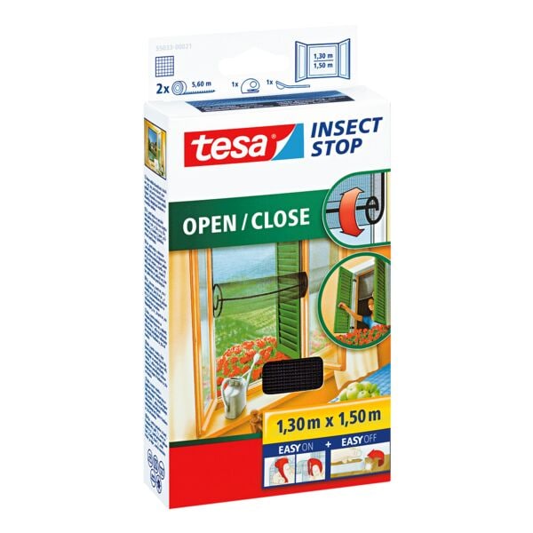 tesa Fliegengitter zum Öffnen und Schließen »Insect Stop OPEN / CLOSE« 130x150 cm 550 grau, 130x150 cm