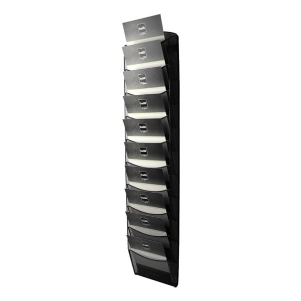 helit Wand-Prospekthalter »the news network« 10 x A4 schwarz, 26x129x3.5 cm
