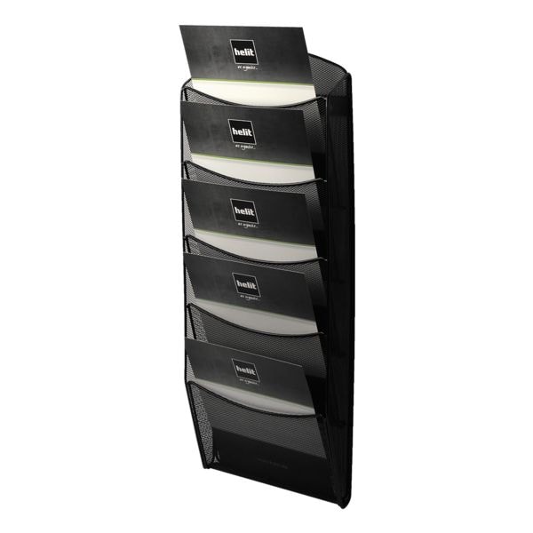 helit Wand-Prospekthalter »the news network« 5 x A4 schwarz, 26x71.8x3.5 cm