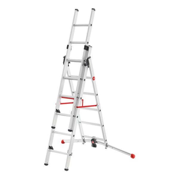 Hailo Alu-Kombileiter »S100 ProfiLOT« 3-teilig 17 Sprossen silber