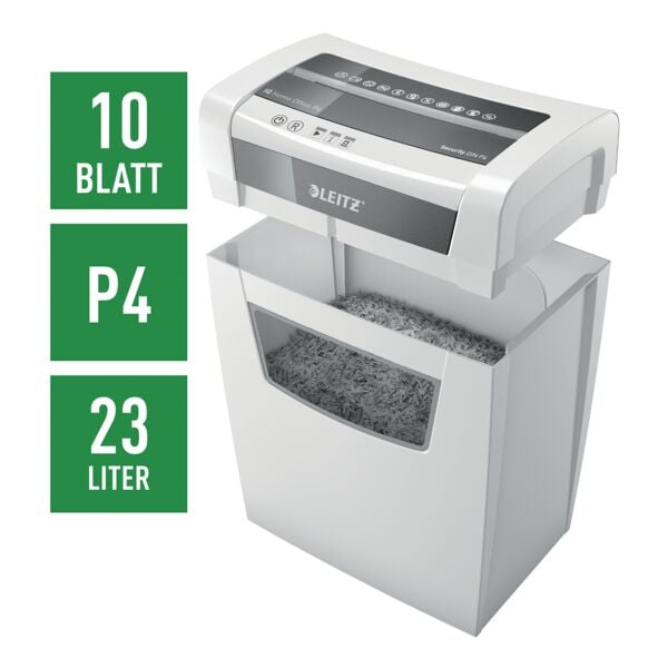 Leitz IQ Aktenvernichter »Home Office P4« Partikelschnitt bis 10 Blatt weiß, 22x42x23.8 cm