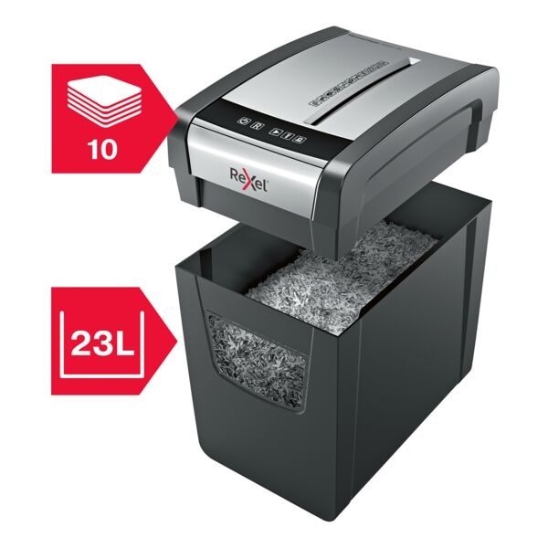 Rexel Aktenvernichter »Momentum X410-SL Slimline« Partikelschnitt bis 10 Blatt schwarz, 22x37.5x37 cm