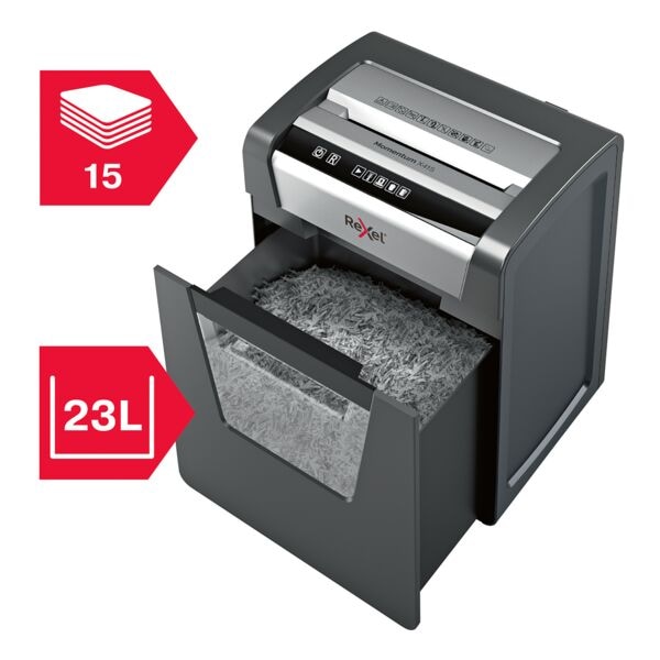 Rexel Aktenvernichter »Momentum X415« Partikelschnitt bis 15 Blatt schwarz, 22.3x46.5x27.9 cm
