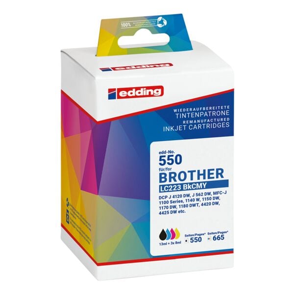 Edding Tintenpatronen-Set ersetzt Brother »LC223BK/C/M/Y« schwarz