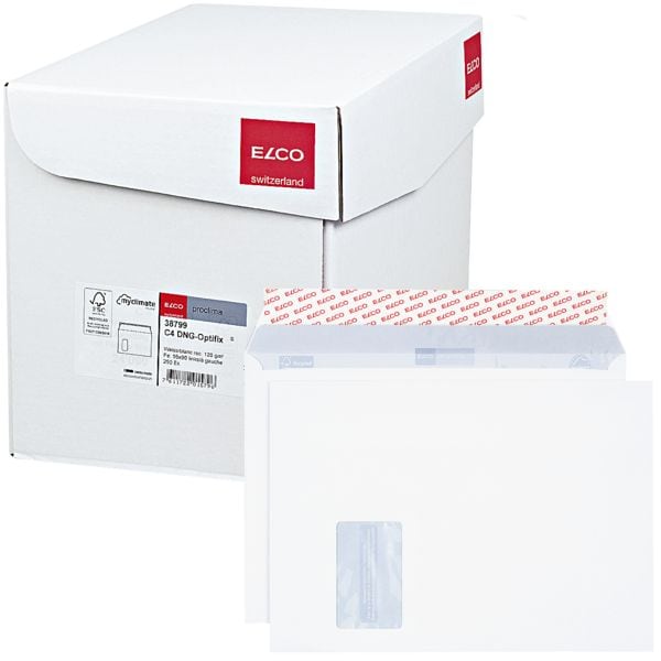 ELCO Versandtaschen »Proclima« C4 mit Fenster und Haftklebung - 250 Stück weiß, 32.4x22.9 cm