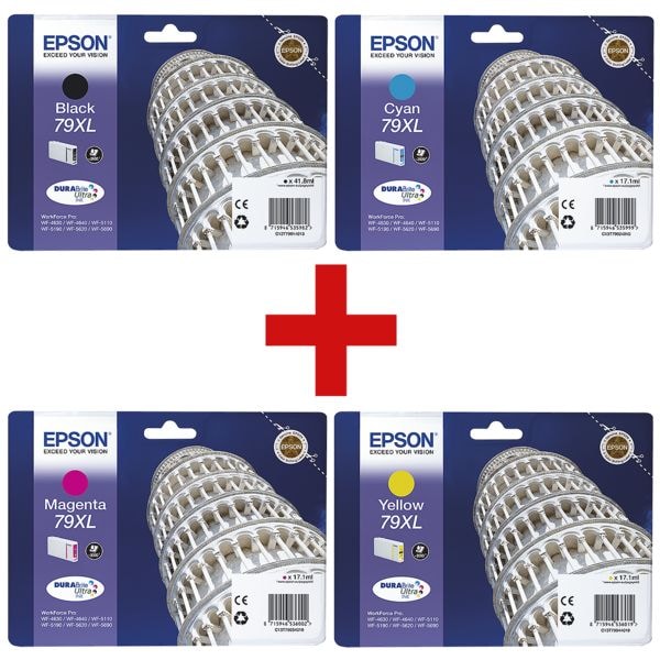 Epson 4-tlg. Tintenpatronen-Set XL »T7901/T7902/T7903/T7904« Nr. 79XL schwarz