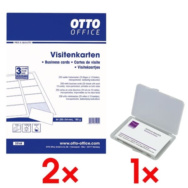 OTTO Office 2x Visitenkarten inkl. Visitenkartenetui VA140 weiß, 8.5x5.4 cm