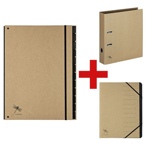 Pagna 3-tlg. Ordner- und Mappen-Set »Pur« braun, 26.5x34 cm