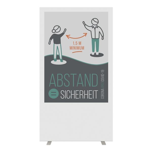 Paperflow Trennwand »Easyscreen« mit Info-Motiv »Abstand = Sicherheit« 94 x 39 x 174 cm weiß, 94x174x39 cm