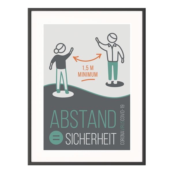 Paperflow Hinweisschild »Abstand = Sicherheit« 50 x 70 cm grün, 50.6x70.6 cm