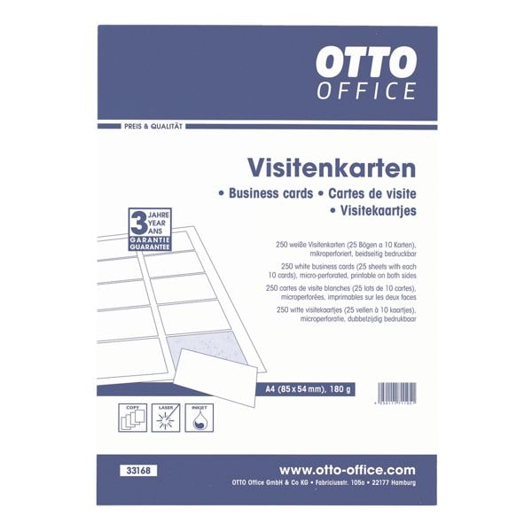 OTTO Office 250er-Pack Visitenkarten weiß, 8.5x5.4 cm