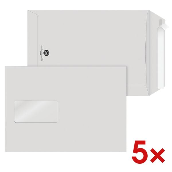 Steinmetz 5x 15er-Pack Recycling Versandtaschen »C5 - mit Fenster« - Hülle in Hülle, 22.9x16.2 cm