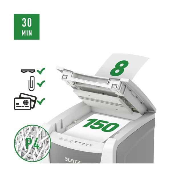 Leitz IQ Aktenvernichter »Office 150« P4 weiß, 22x61.8x43 cm