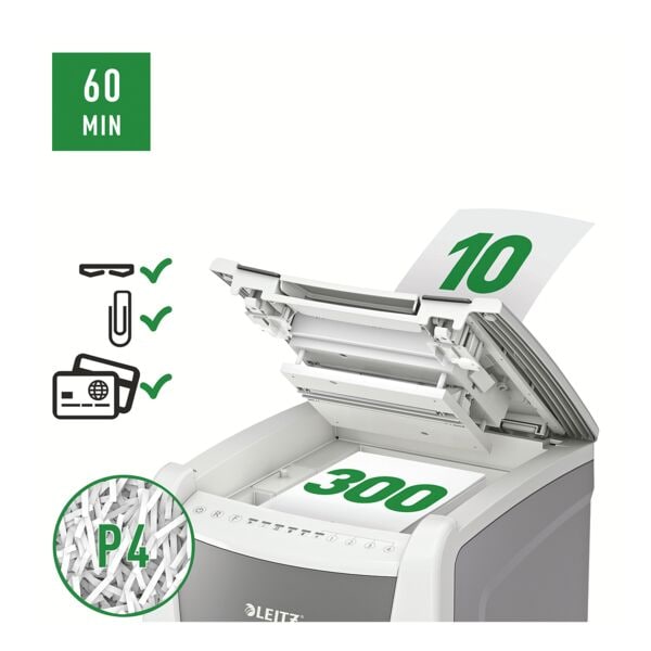 Leitz IQ Aktenvernichter »Office 300« P4 weiß, 23x80.6x46.5 cm