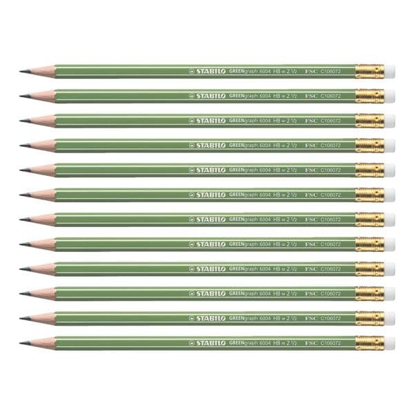Stabilo 12er-Pack Holz-Bleistift »GREENgraph 6004« mit Radierer