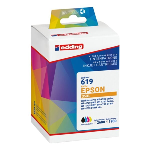 Edding Tintenpatronen-Set ersetzt Epson »T3591/T3592/T3593/3594« T35XL schwarz