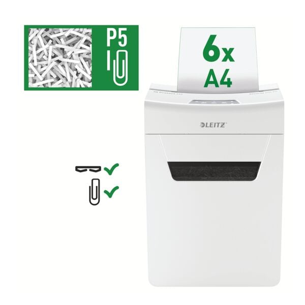 Leitz Aktenvernichter »IQ 6M Protect Premium« weiß, 22x48.9x21.8 cm
