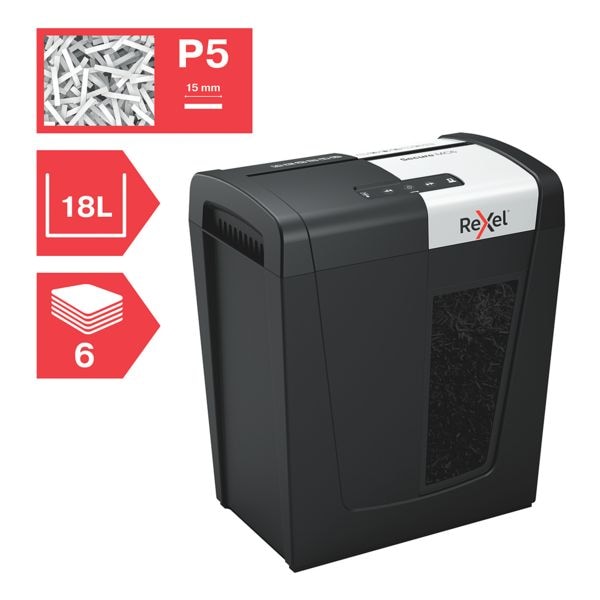 Rexel Aktenvernichter »Secure MC6 Whisper-Shred« P5 schwarz, 35.1x35.5x20.4 cm