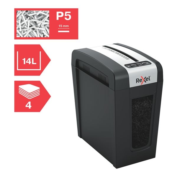 Rexel Aktenvernichter »Secure MC4-SL Slimline Whisper-Shred« P5 schwarz, 20.4x35.5x35.1 cm