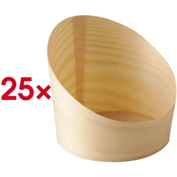Papstar 25 Holzbecher Ø82 mm für Fingerfood und Snacks mehrfarbig
