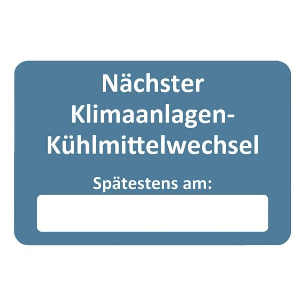 EICHNER 2 Rollen je 250 Kundendienst-Aufkleber »Nächster Klimaanlagen-Kühlmittelwechsel« blau, 6x4 cm