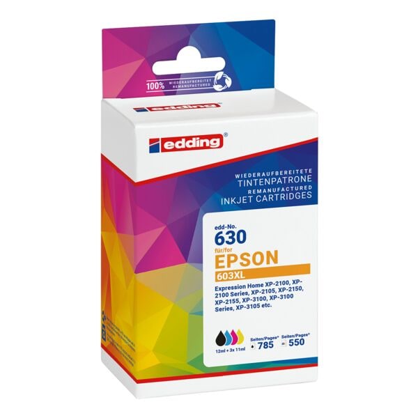 Edding Tintenpatronen-Set ersetzt Epson »603XL BK/CMY« schwarz