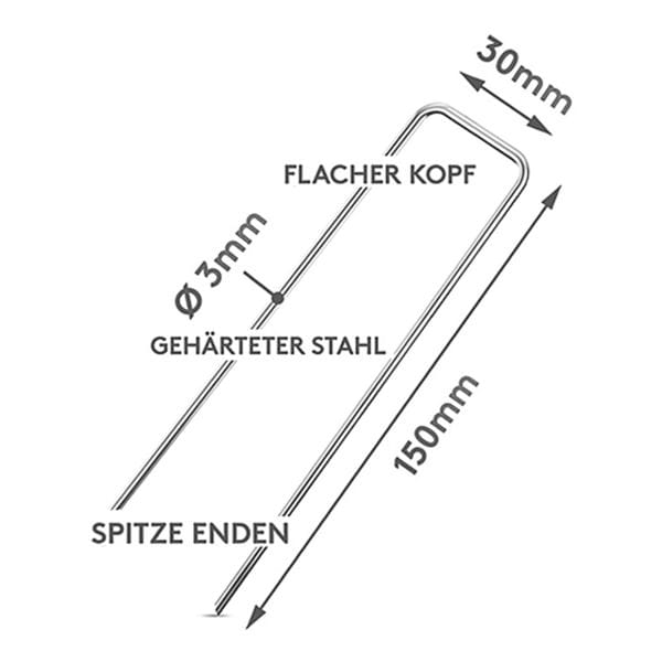 Tercasa 100er-Pack Erdnägel für Unkrautgewebe silber